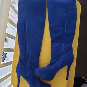 Two Lips Royal Blue Over the Knee Boots